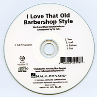 Close Harmony For Men : I Love That Old Barbershop Style - Parts CD : TTBB : Parts CD :  : 884088392987 : 08750114