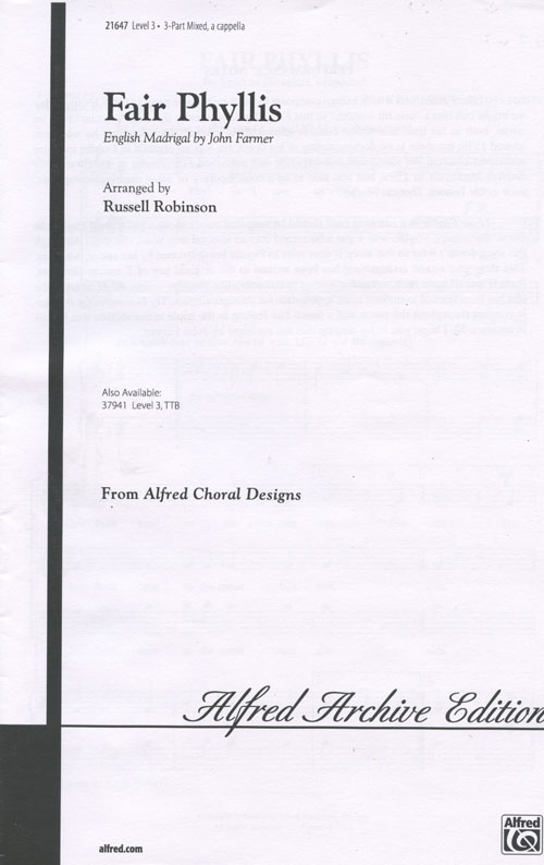 Fair Phyllis : 3-Part Mixed : Russell Robinson : Songbook : 00-21647