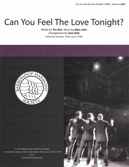 Can You Feel the Love Tonight? : TTBB : June Dale : Elton John : The Lion King : Sheet Music : 00137946 : 812817020313