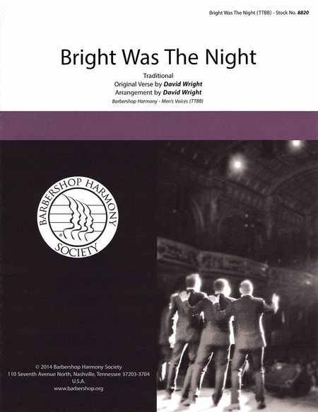 Bright Was the Night : TTBB : David Wright : Gas House Gang : Sheet Music : 00141988 : 812817020115