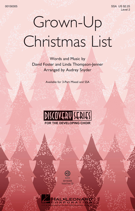 Grown-Up Christmas List : SSA : Audrey Snyder : Sheet Music : 00156305 : 888680605223