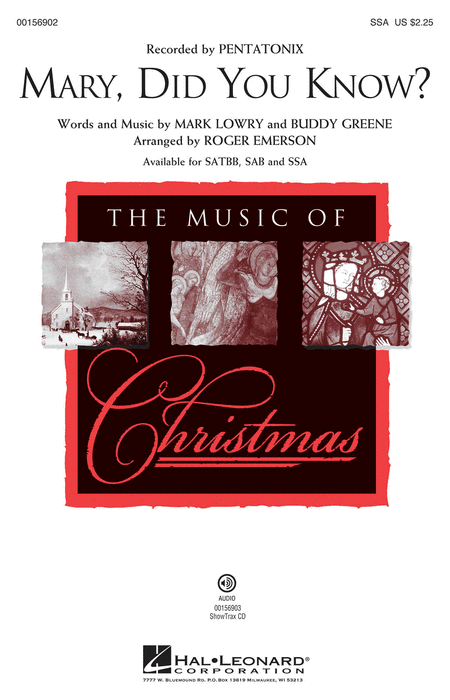 Mary, Did You Know? : SSA : Roger Emerson : Buddy Greene : Pentatonix : Sheet Music : 00156902 : 888680608767