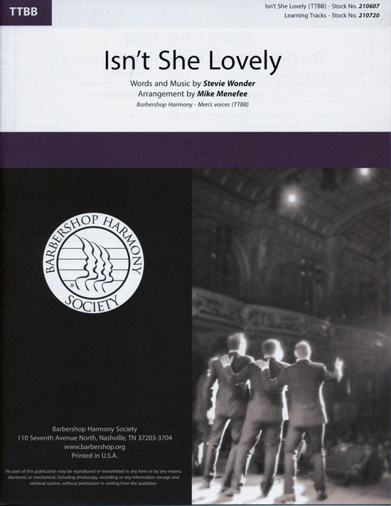Isn't She Lovely : TTBB : Mike Menefee : Stevie Wonder : Forefront : Sheet Music : 00234446 : 812817021297