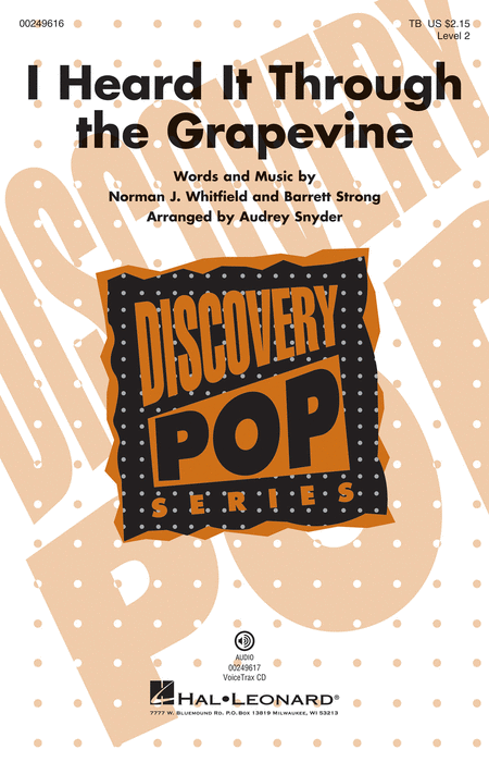 I Heard It Through the Grapevine : TB : Audrey Snyder : Norman J. Whitfield : Marvin Gaye : Sheet Music : 00249616 : 888680712006