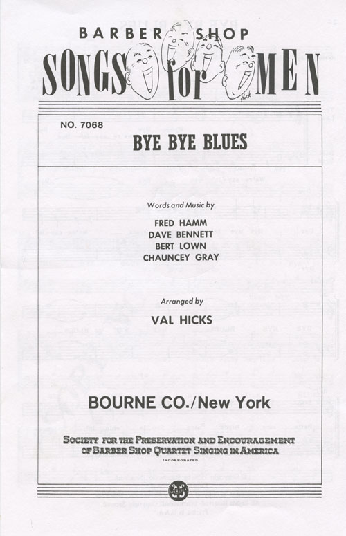 Bye Bye Blues : TTBB : Val Hicks : Sheet Music : 017647