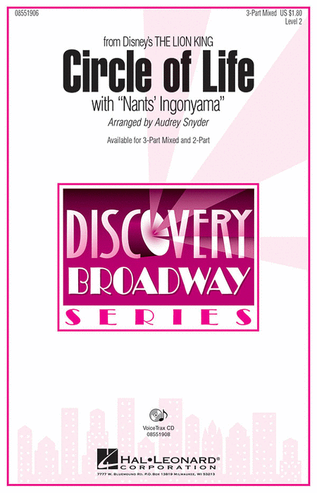 Circle of Life (with Nants' Ingonyama) : 3-Part : Audrey Snyder : Elton John : The Lion Guard : Sheet Music : 08551906 : 884088105280