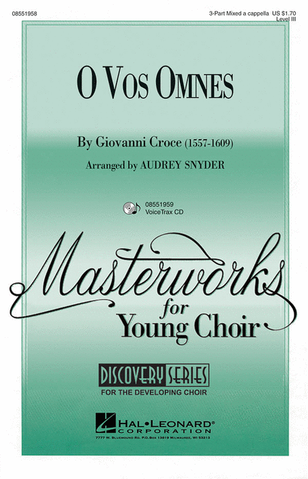 O Vos Omnes : 3-Part : Audrey Snyder : Sheet Music : 08551958 : 884088136314