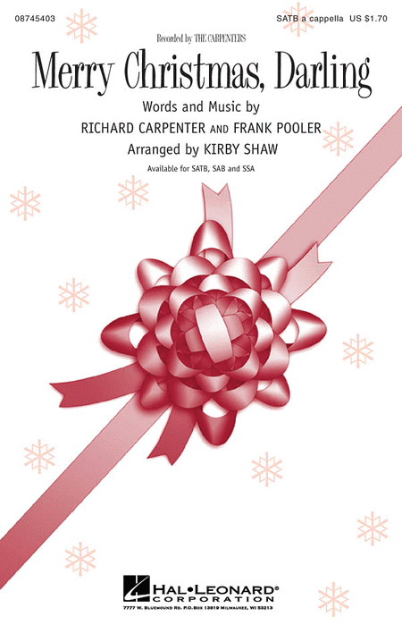 Merry Christmas, Darling : SAB : Kirby Shaw : Richard Carpenter : Carpenters : Sheet Music : 08745404 : 884088064785