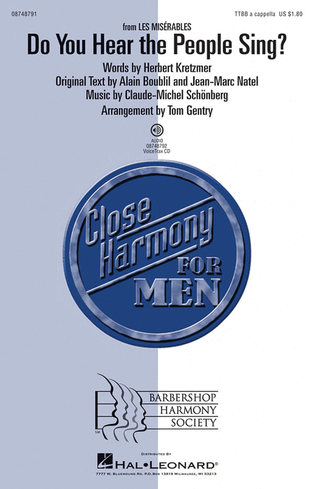 Do You Hear the People Sing? : TTBB : Tom Gentry : Claude-Michel Schonberg : Les Miserables : Sheet Music : 08748791 : 884088240448