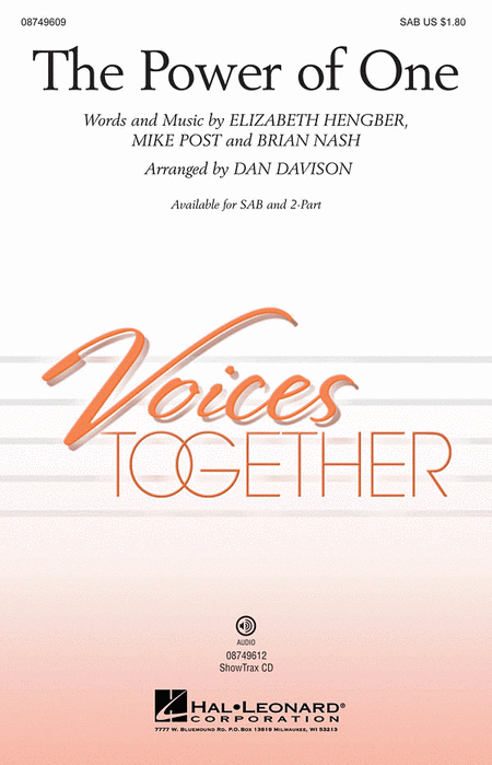 The Power of One : SAB : Dan Davison : Sheet Music : 08749609 : 884088311056