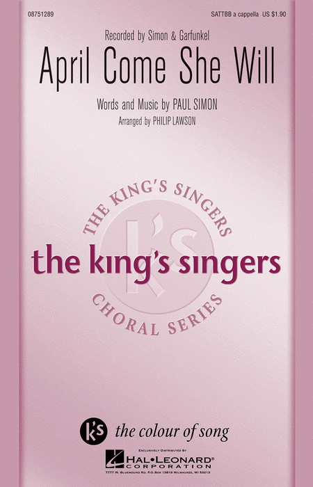 April Come She Will : SATTBB : Philip Lawson : Paul Simon : Simon and Garfunkel : Sheet Music : 08751289 : 884088482497