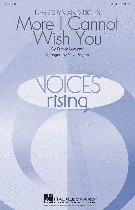 More I Cannot Wish You : SATB : Steve Zegree : Frank Loesser : Sheet Music : 08754583 : 884088645533
