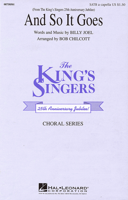 And So It Goes : SATB : Bob Chilcott : Billy Joel : King's Singers : Sheet Music : 08758501 : 073999585018