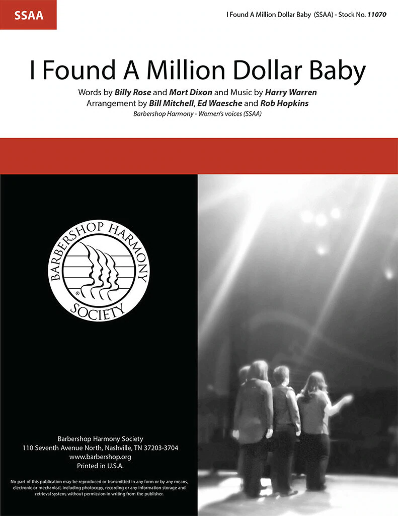I Found A Million Dollar Baby : SSAA : Ed Waesche : Boswell Sisters : Sheet Music : 11070
