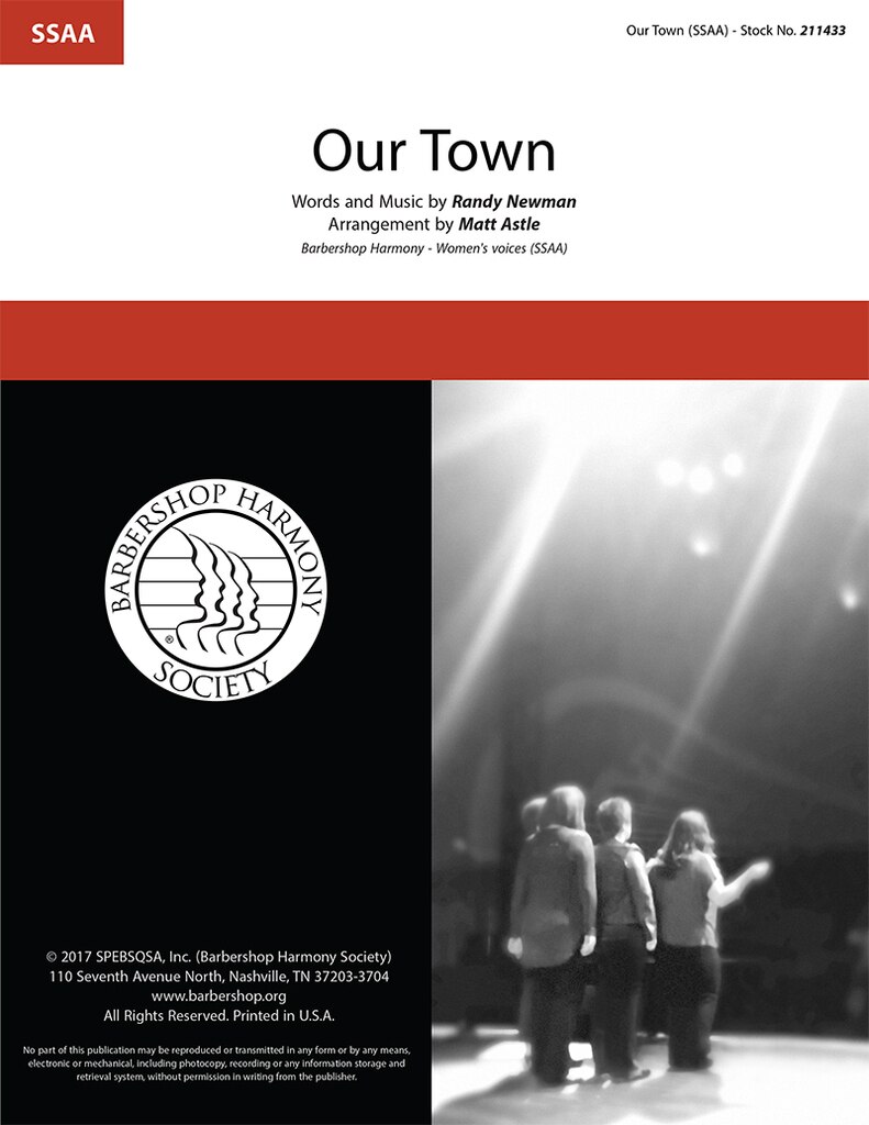 Our Town : SSAA : Matt Astle : Randy Newman : James Taylor : Cars : Sheet Music : 211433