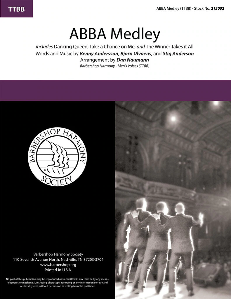 Abba Medley : TTBB : Deke Sharon / David Wright : Benny Andersson, Bjorn Ulvaeus, Stig Anderson : ABBA : Sheet Music : 212002