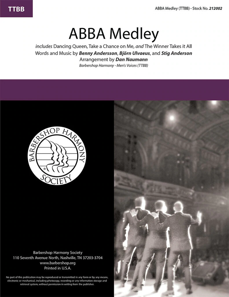 Abba Medley : TTBB : Dan Naumann : Benny Andersson, Bjorn Ulvaeus, Stig Anderson : ABBA : Sheet Music : 212002