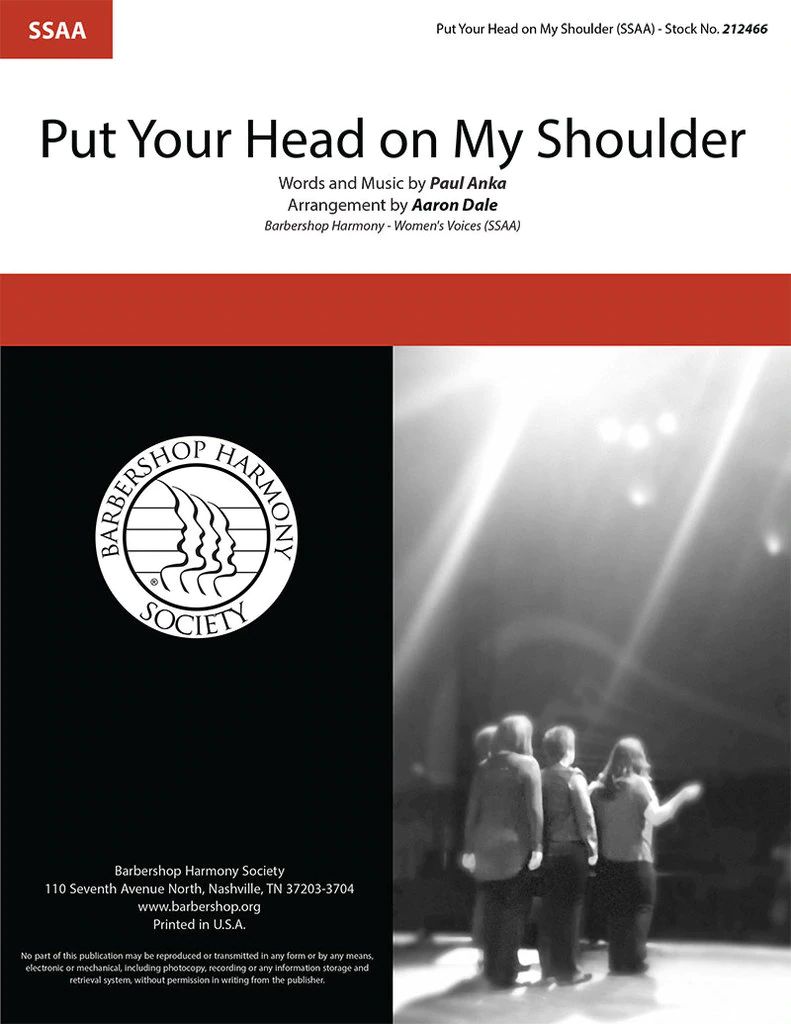 Put Your Head On My Shoulder : SSAA : Aaron Dale : Paul Anka : OC Times : Songbook : 212466