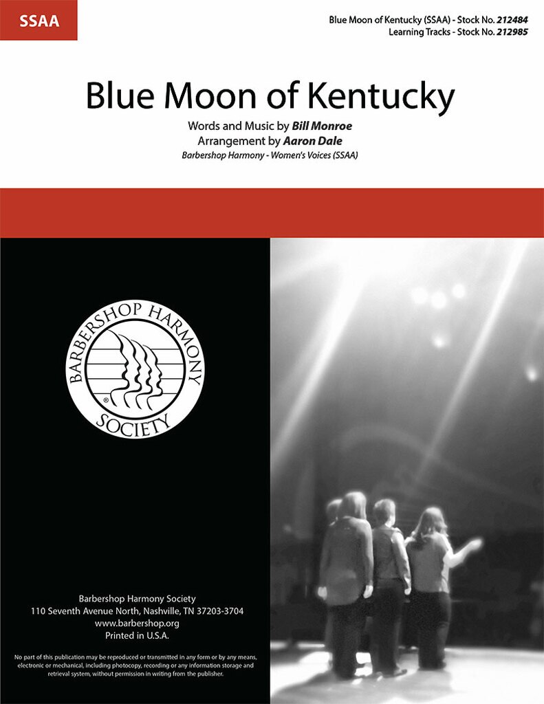 Blue Moon of Kentucky : SSAA : Aaron Dale : Bill Monroe : Elvis Presley : Songbook : 212484