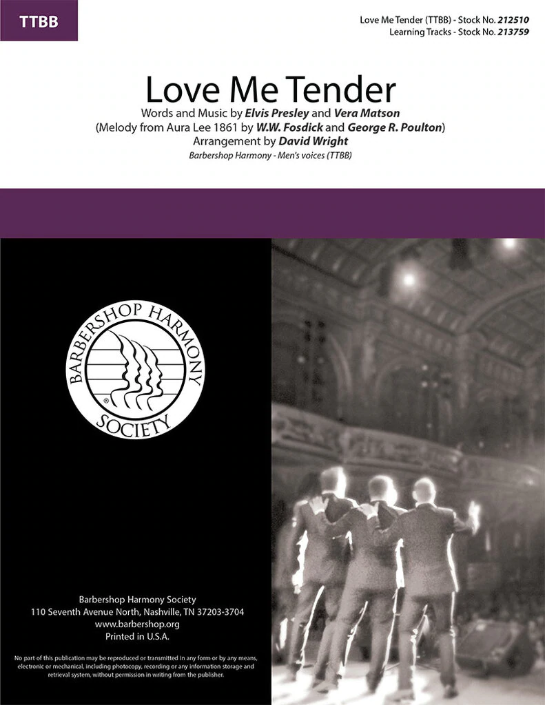 Love Me Tender : TTBB : David Wright : Elvis Presley : Sheet Music : 212510