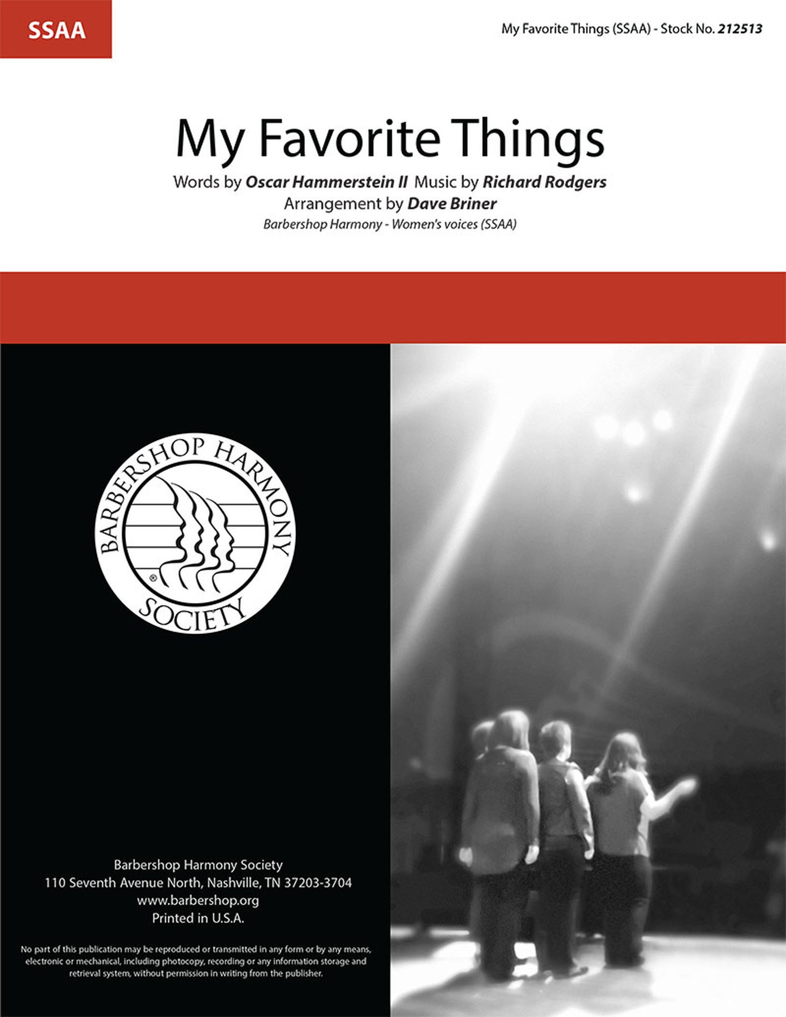 My Favorite Things : SSAA : Dave Briner : Richard Rodgers : The Sound Of Music : Digital : 212513