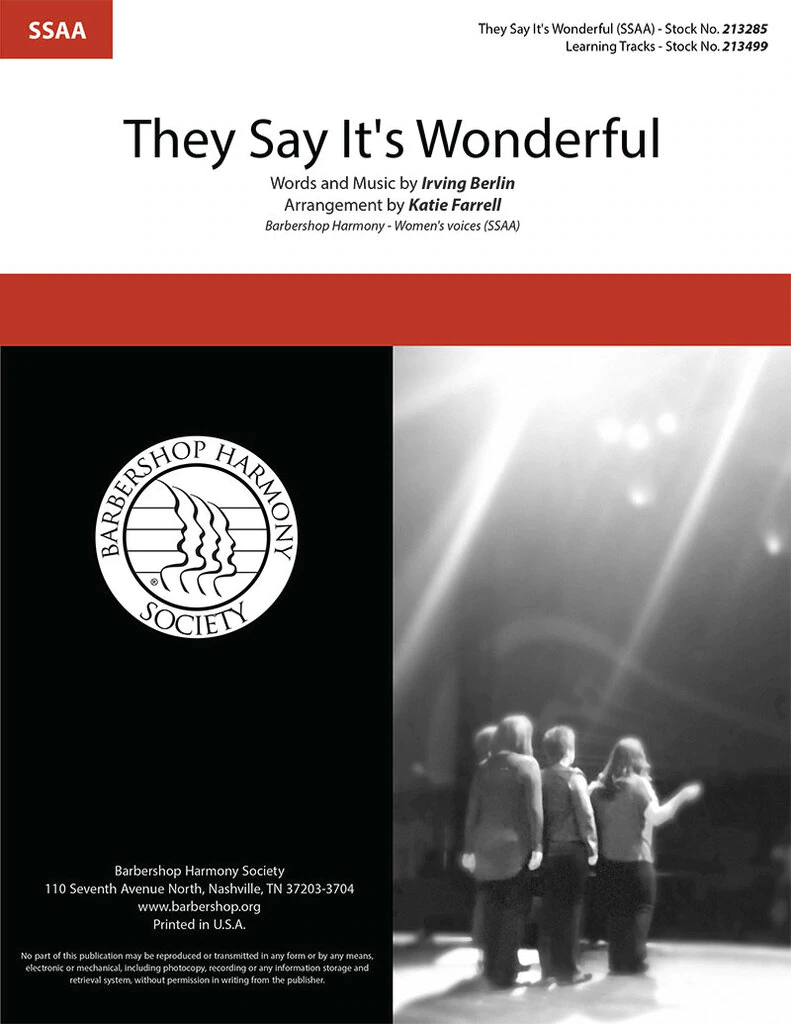 They Say It's Wonderful : SSAA : Katie Farrel : Irving Berlin : Annie Get Your Gun  : Sheet Music : 00362268