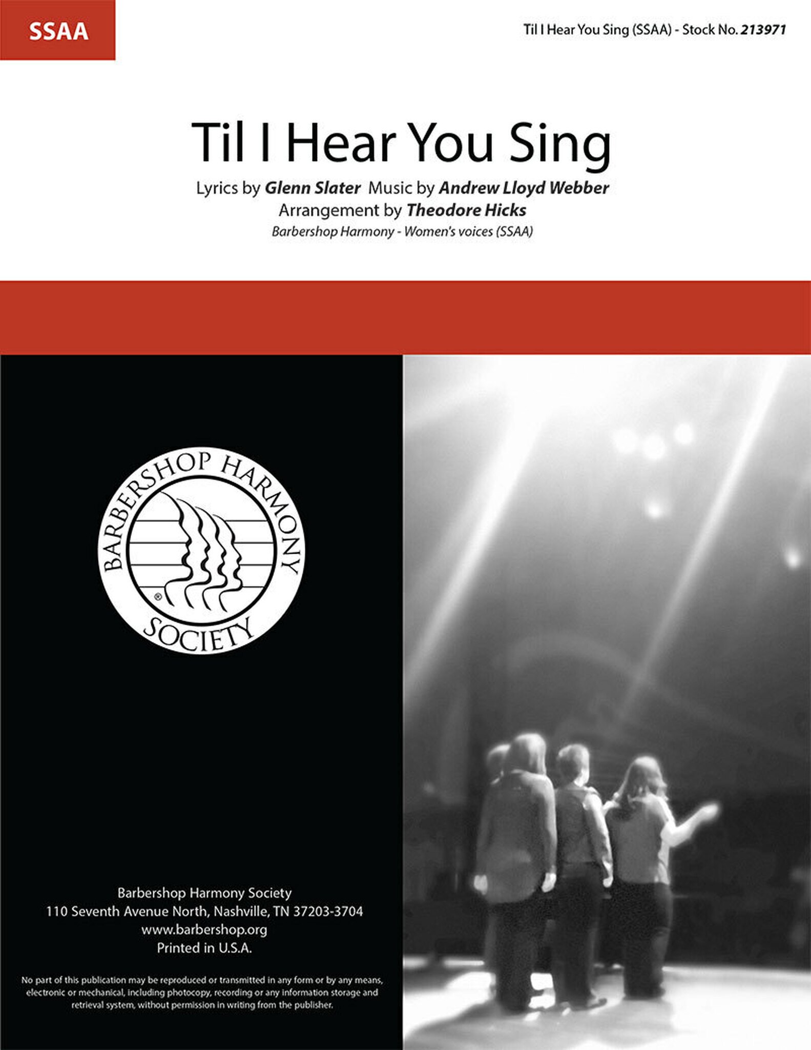 'Til I Hear You Sing : SSAA : Theo Hicks : Andrew Lloyd Webber : Love Never Dies : Songbook : 00363317