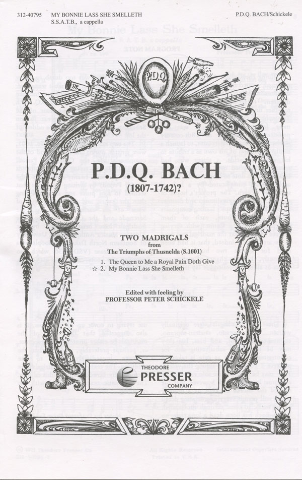 P.D.Q. Bach - Peter Schickele : Madcap Madrigals : SATB : Sheet Music Collection