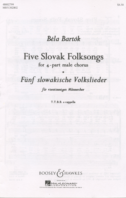 Five Slovak Folksongs : TTBB : 0 : Songbook : 48002799 : 073999296020