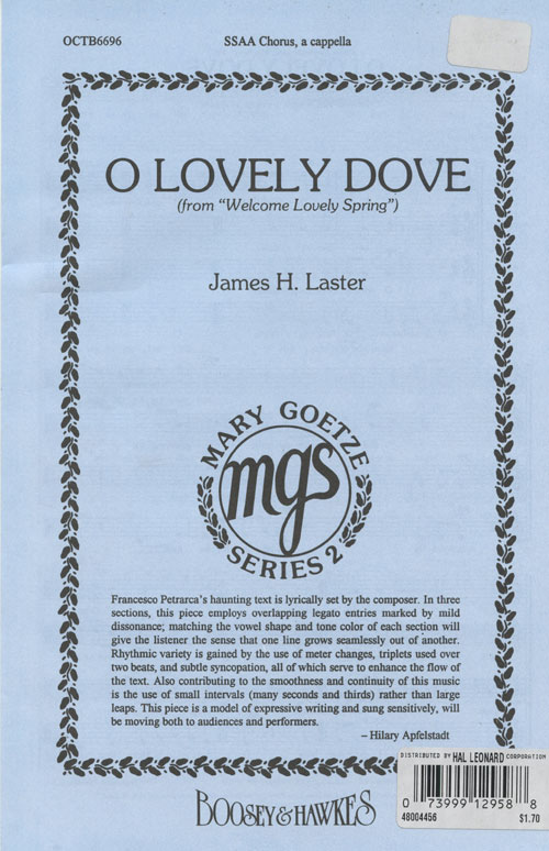 O Lovely Dove : SSAA : Mary Goetze : Sheet Music : 48004456 : 073999129588