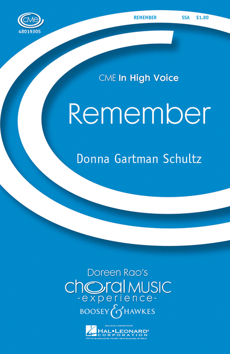 Remember : SSA : Donna Gartman Schultz : Sheet Music : 48019305 : 884088106362