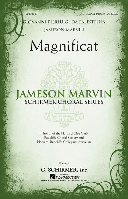 Magnificat : SSAA : Jameson Marvin : Giovanni Pierluigi da Palestrina : Harvard Glee Club : Sheet Music : 50498649 : 884088878504 : 1480312967