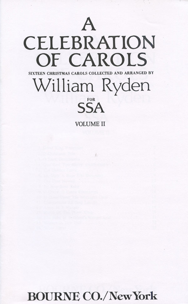 William Ryden : A Celebration of Carols for SSA - Vol 2 : SSA : Songbook : 413808