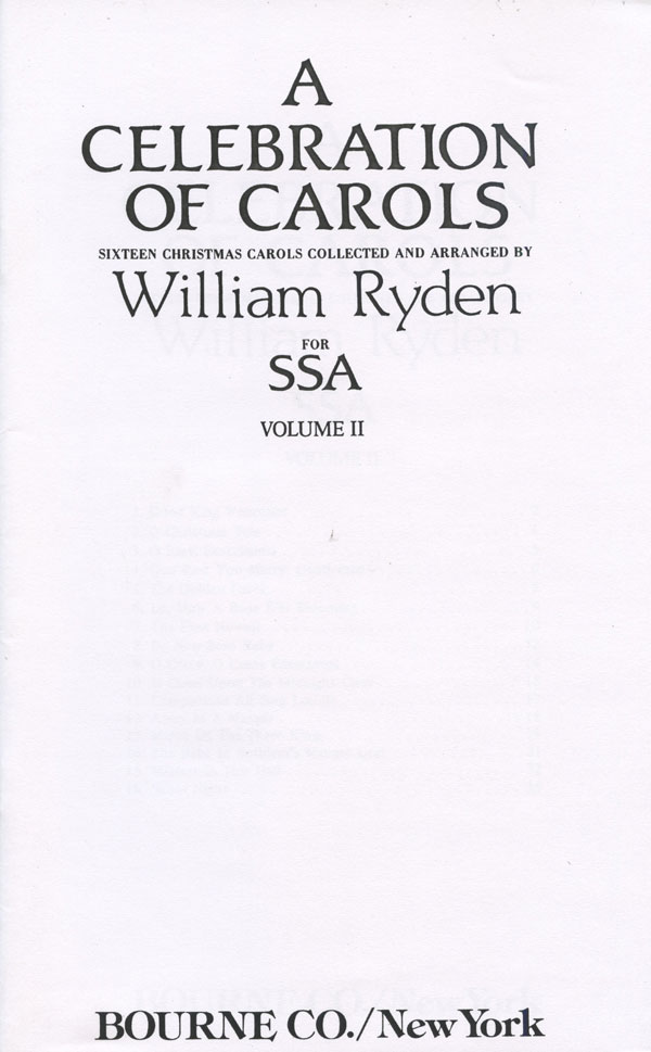 William Ryden : A Celebration of Carols for SSA - Vol 2 : SSA : Songbook : 413808