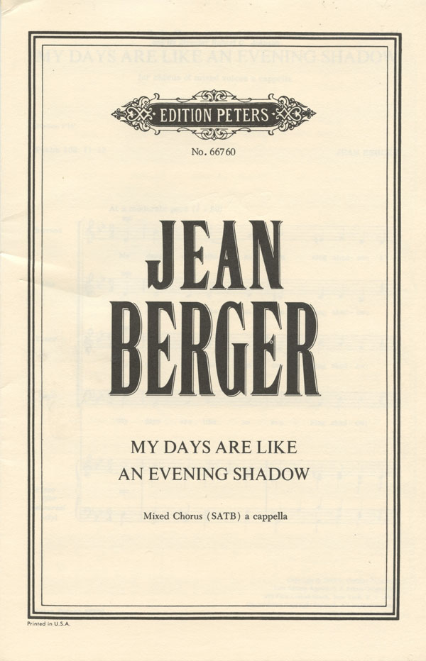 Jean Berger : A Cappella Works : SATB : Sheet Music Collection