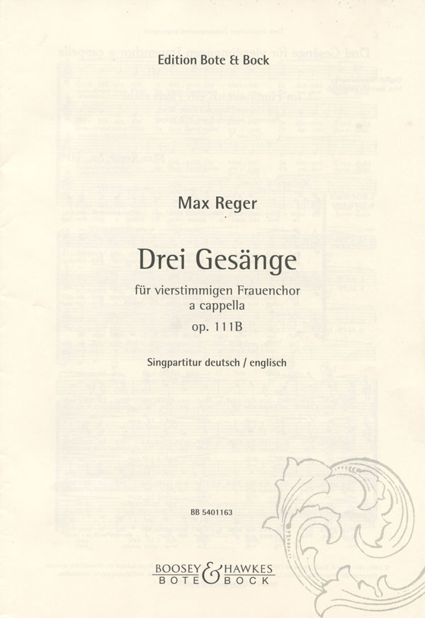 Max Reger : Three Songs for Women's Choir : SSAA : Songbook : 48013875