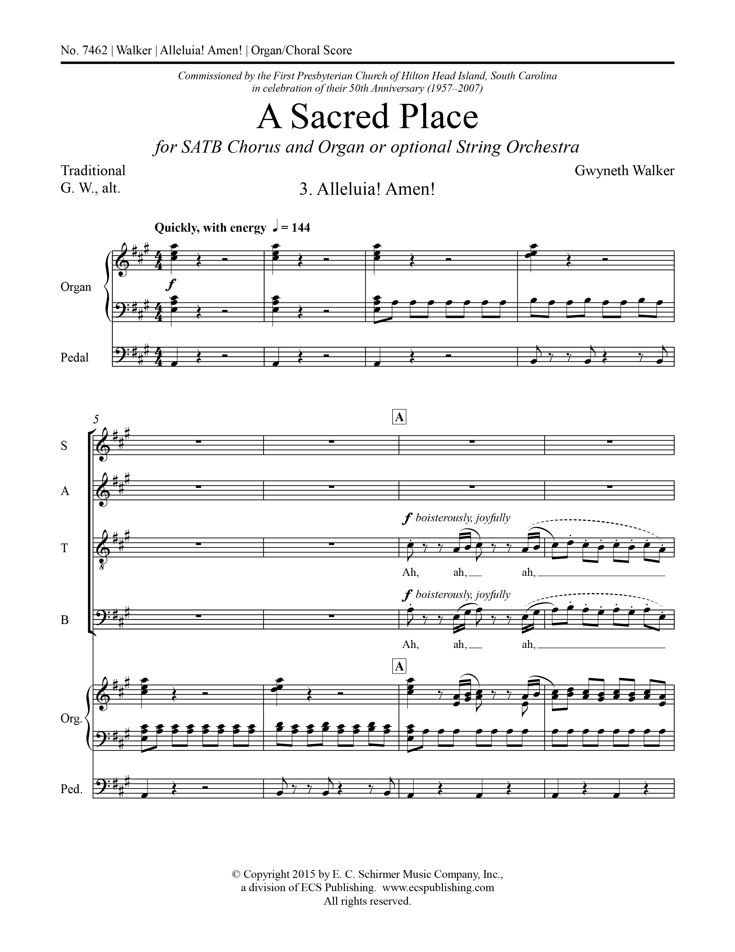 A Sacred Place: 3. Alleluia! Amen! : SATB : Gwyneth Walker : Sheet Music : 7462