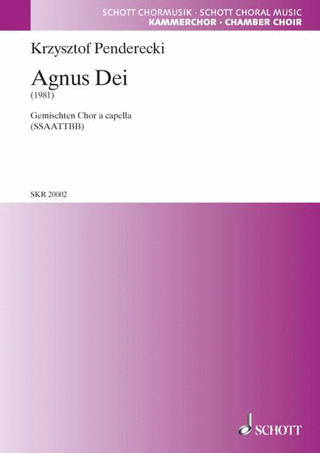 Kzysztof Penderecki : Agnus Dei : SATB divisi : Songbook : 073999696318 : 49012101
