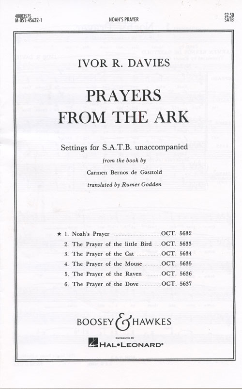 Ivor R. Davies : Prayers from the Ark : SATB : Sheet Music Collection