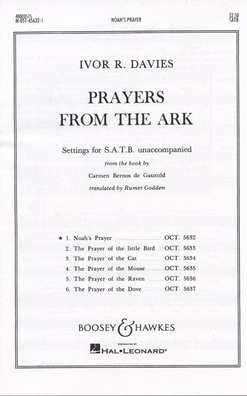 Noah's Prayer : SATB : Ivor R. Davies : Sheet Music : 48003575 : 073999734454