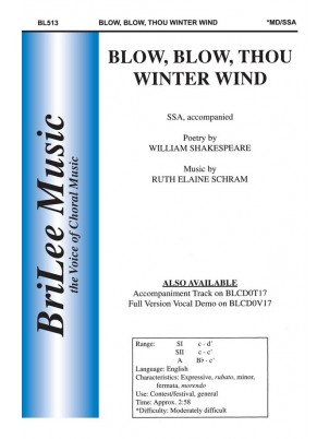 Blow, Blow, Thou Winter Wind : SSA : Ruth Elaine Schram : Songbook & CD : BL513