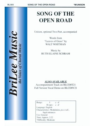 Song Of The Open Road : Unison : Ruth Elaine Schram : Sheet Music : BL565