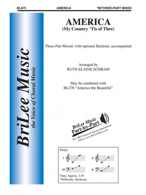 America : 3-Part Mixed : Ruth Elaine Schram : Thesaurus Musicus : Sheet Music : BL675