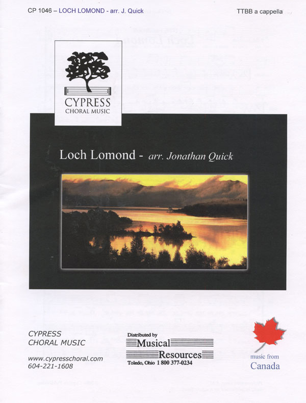 Loch Lomond : TTBB : Jonathan Quick : Chor Leoni : Sheet Music : CP1046