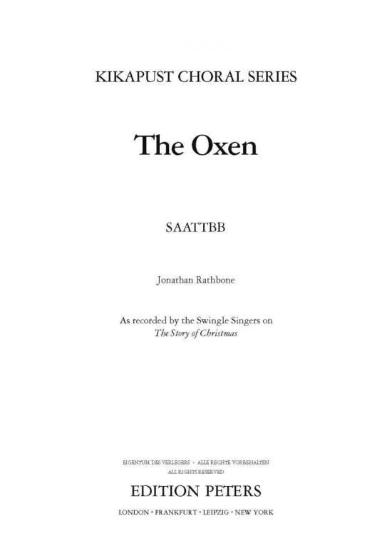 The Oxen : SSAATTBB : Jonathan Rathbone : Sheet Music : 98-EP77009