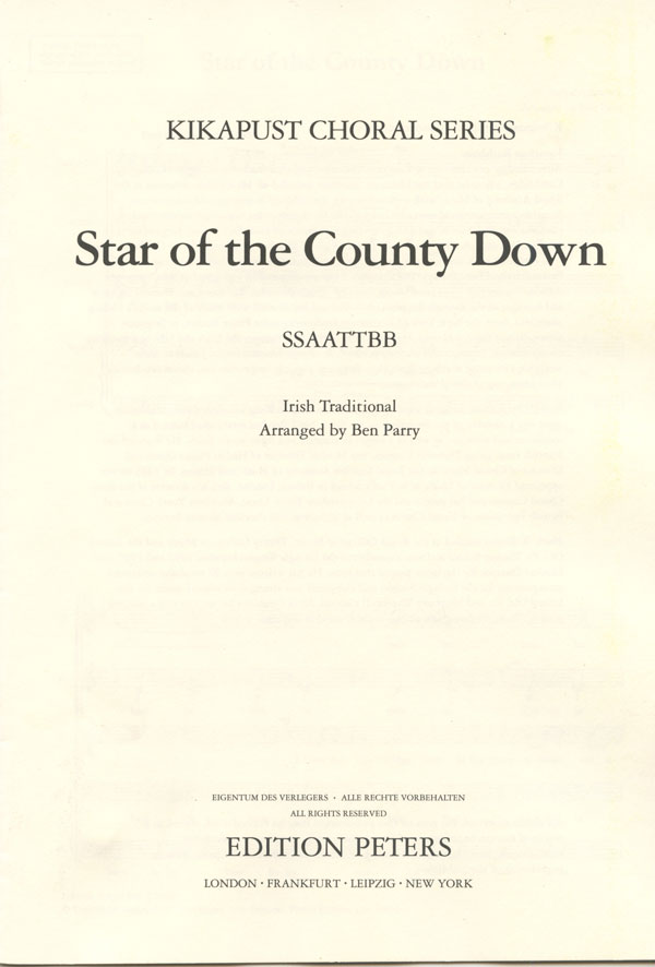 Star of County Down : SSAATTBB : Ben Parry : Sheet Music : 98-EP77040