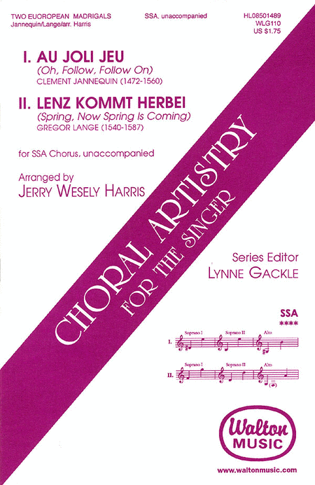 Two European Madrigals : SSA : Jerry Wesely Harris : Sheet Music : WLG110 : 073999280296