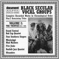 Various Artists : Black Secular Vocal Groups - The Thirties : 1 CD : 5550